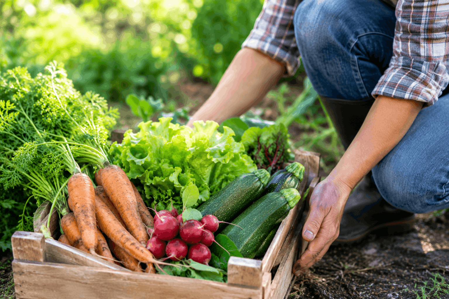 Gemüse anbauen im Oktober – herbstlicher Gemüsegarten mit Salaten, Kohl und abgeernteten Beeten