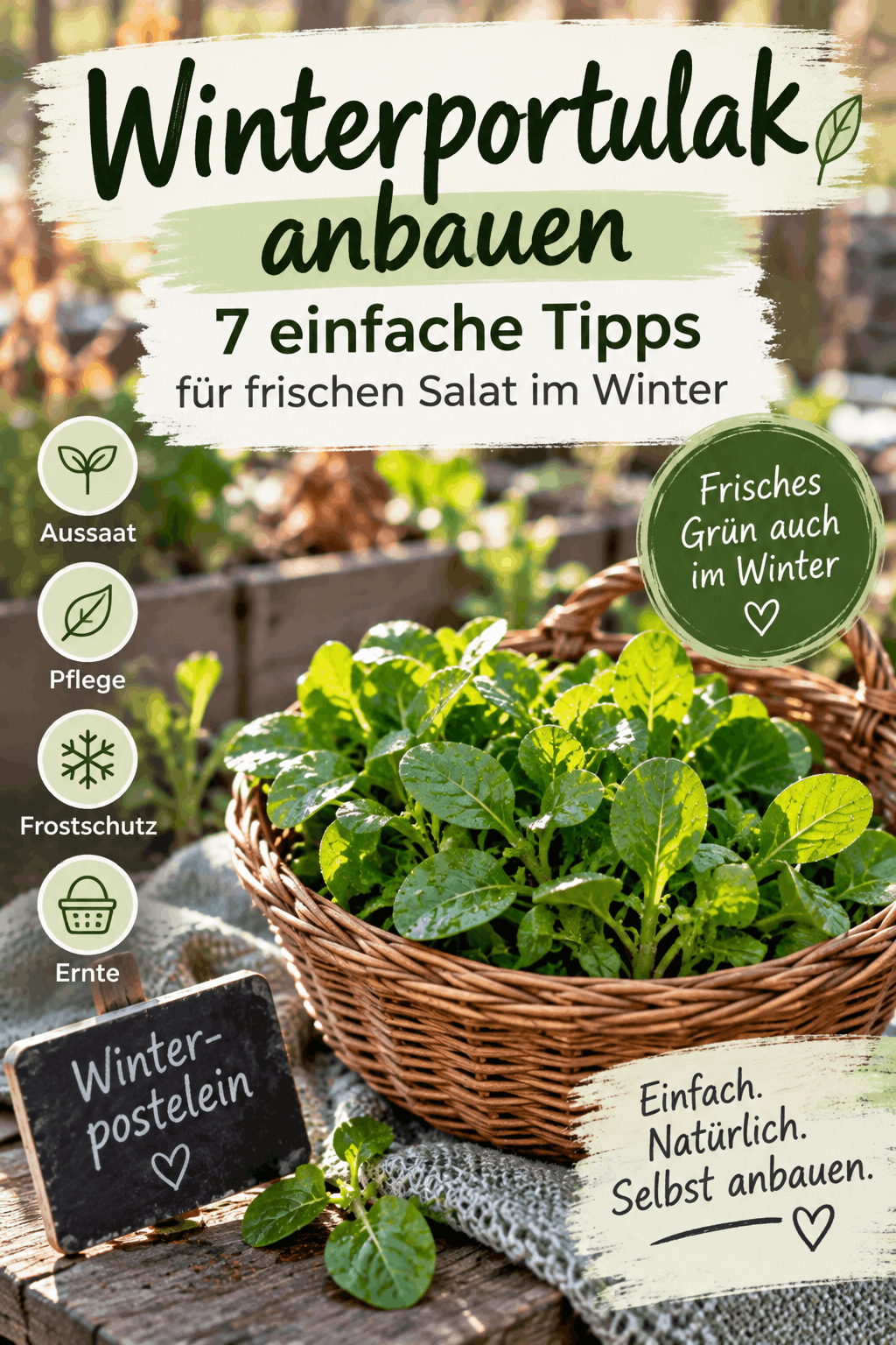 Winterportulak anbauen – frischer Wintersalat mit grünen Postelein-Blättern aus dem eigenen Garten