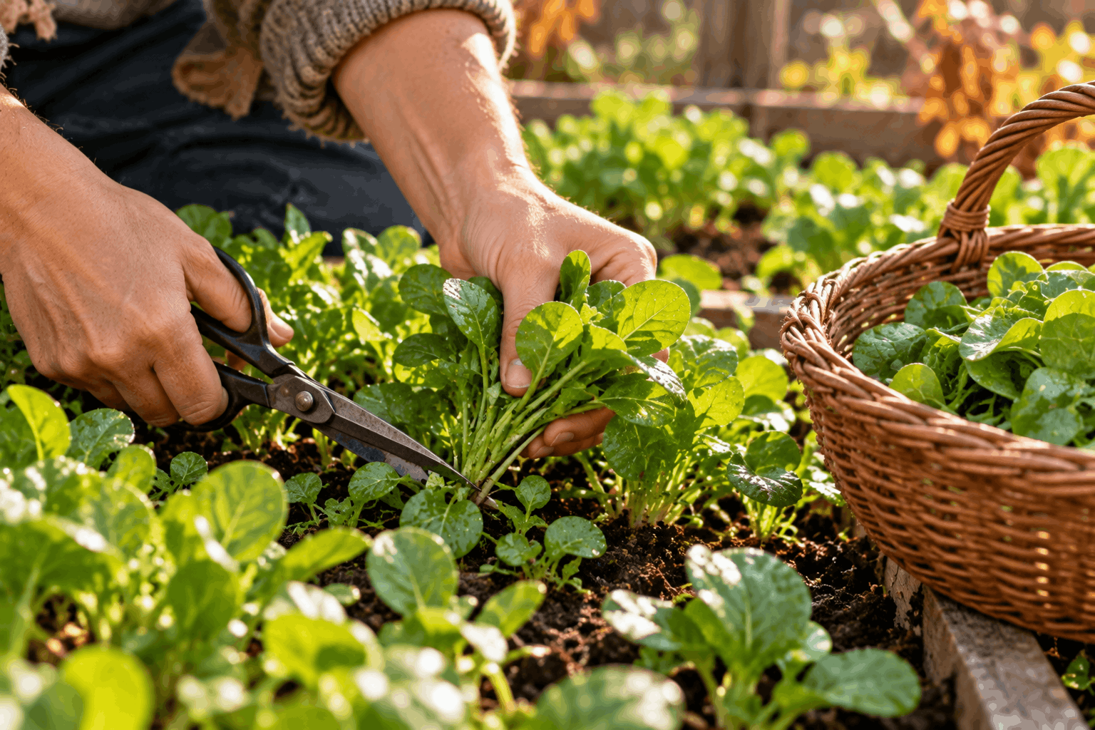 Winterportulak anbauen – frisch geerntete Postelein-Blätter aus dem eigenen Garten