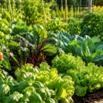 Garten düngen: 7 Fehler, die fast jeder macht Gesunder Gemüsegarten mit kräftigen Salaten, Tomaten und grünem Gemüse in nährstoffreicher Erde bei sonnigem Wetter