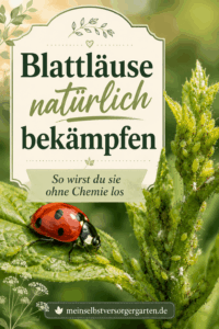 Blattläuse bekämpfen – Pinterest Pin mit Marienkäfer und Blattläusen zur natürlichen Bekämpfung ohne Chemie
